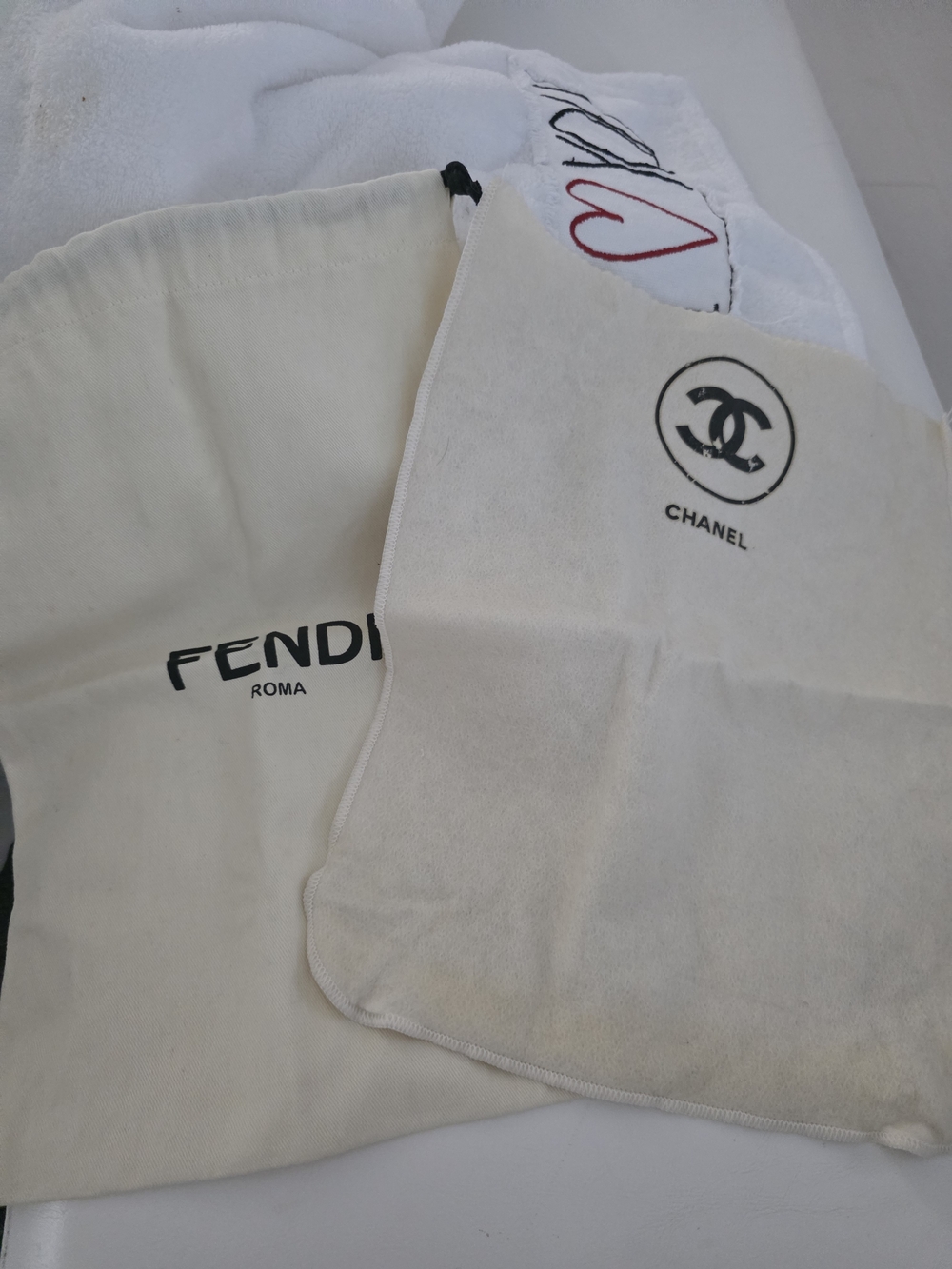 Fendi AND Chanel Yellow Canvas Drawstring Dust Bag